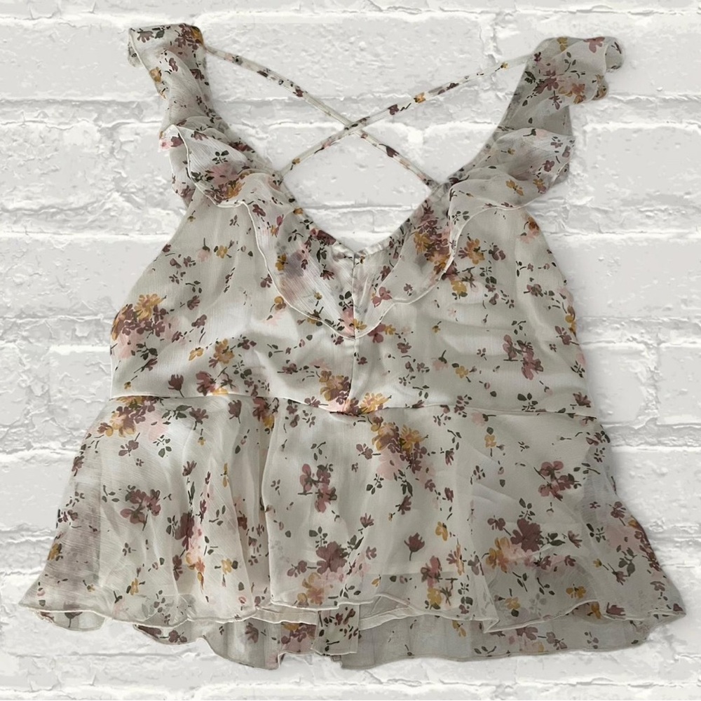 Abercrombie & Fitch Floral Ruffle Strappy Back Peplum Tank - Picture 5 of 5